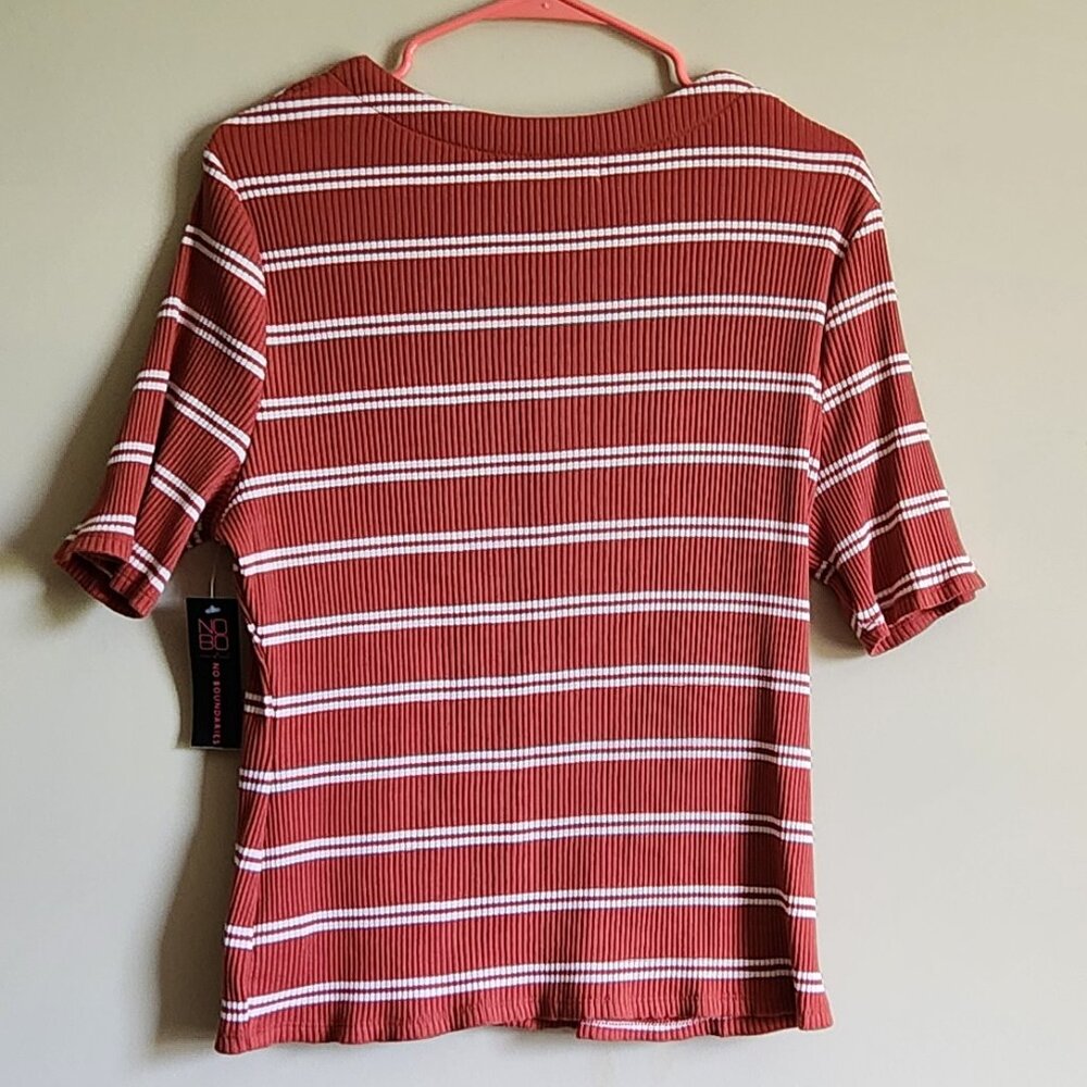 No Boundaries Rust Red Spiced Cider Ribbed Stripe… - image 3